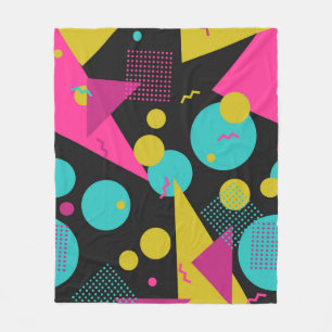 Retro 80s Memphis Geometric Design Fleece Blanket
