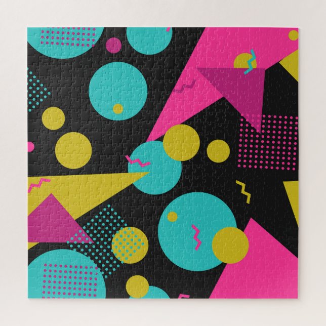Retro 80s Memphis Geometric Design Jigsaw Puzzle (Vertical)