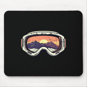 Retro 80s Mountain Sunset Ski Snowboard Goggles Sk Mouse Pad
