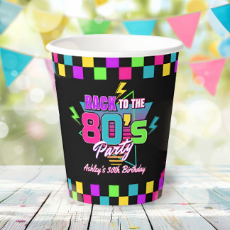 Retro 80's Neon Birthday Party Paper Cups