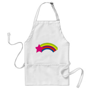 Retro 80s Neon Pink Shooting Star Rainbow Graphic Standard Apron