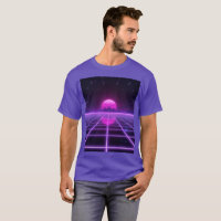 Retro 80s Neon Synthwave Grid Infinity Aesthetic T