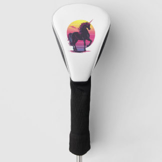 Retro 80s Neon Unicorn (1) Golf Head Cover