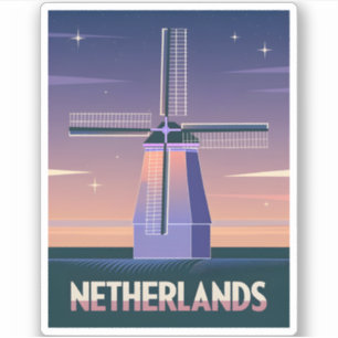 Retro 80s Neon Vaporwave Netherlands Windmill Post