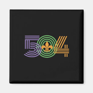 Retro 80's New Orleans 504 Mardi Gras 2025 Magnet