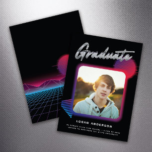 Retro 80's New Wave Graduation Photo Announcement