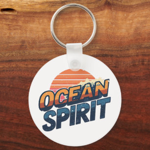 Retro 80s "Ocean Spirit" Sunset Key Ring