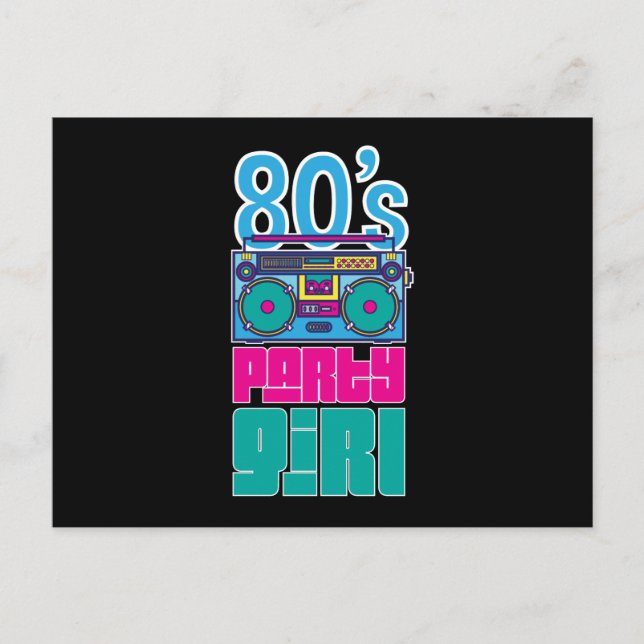Retro 80's Party Girl Awesome Women Colourful Holiday Postcard (Front)