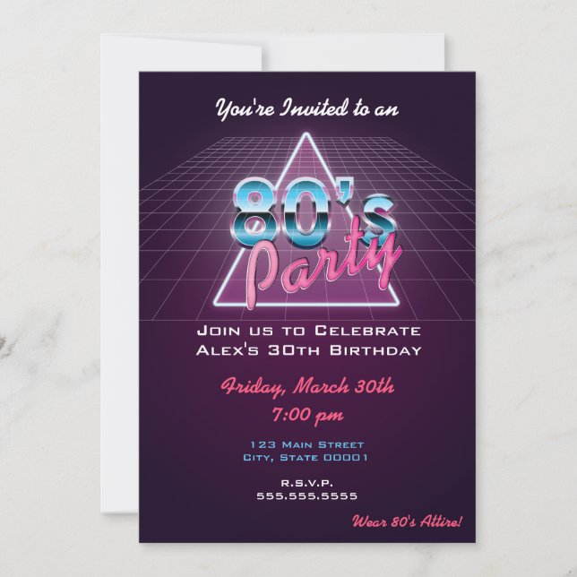 Retro 80's Party Invitation (Front)