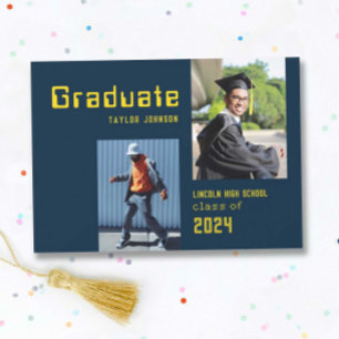 Retro 80's Photo Graduation Flat Announcement Card