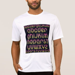 Retro 80s Pink and Yellow Glowing Neon Alphabet T-Shirt