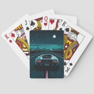 Retro 80s Pixel LoFi Vaporwave Futuristic Supercar Playing Cards