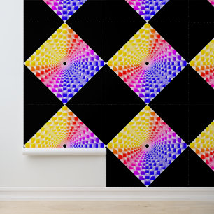 Retro 80s Pixelated Glass Pyramid Chequerboard  Wallpaper