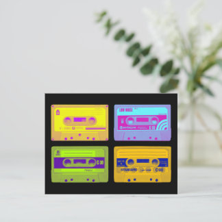 Retro 80s Pop Art Cassette Tapes Postcard