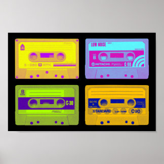 Retro 80s Pop Art Cassette Tapes Poster