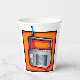 Retro 80s Pop Art Radio Vibrant Vintage Paper Cups