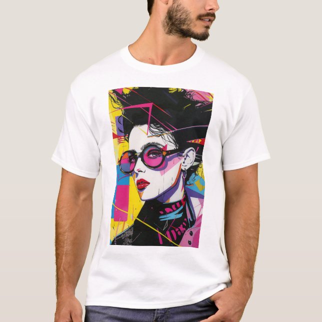 Retro 80s Pop Culture Pop Art Style T-Shirt (Front)