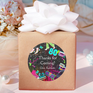 Retro 80's, Retro, Thank You Classic Round Sticker