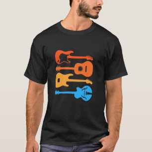 Retro 80s Rock Guitar Silhouettes - Music Lover T-Shirt