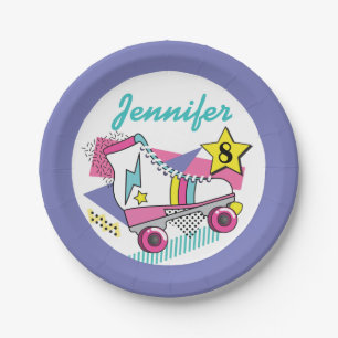 Retro 80's Roller Skate Party Birthday Paper Plate