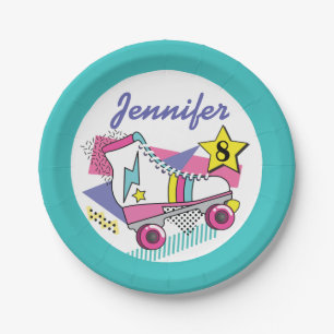 Retro 80's Roller Skate Party Birthday Paper Plate