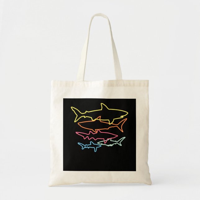 Retro 80s Shark Party Gift Idea Kids Women Men Tote Bag (Front)