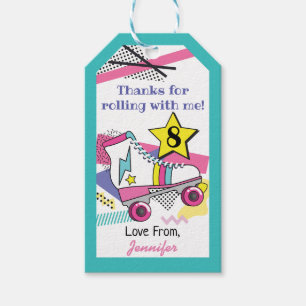 Retro 80's Skate Party Birthday Thank you Gift Tags