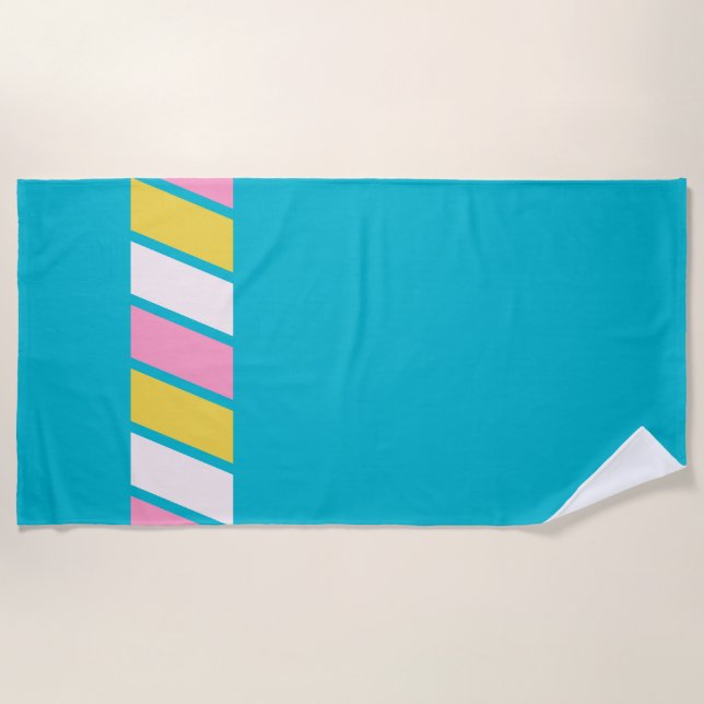 Retro 80s Stripes Beach Towel (Front)