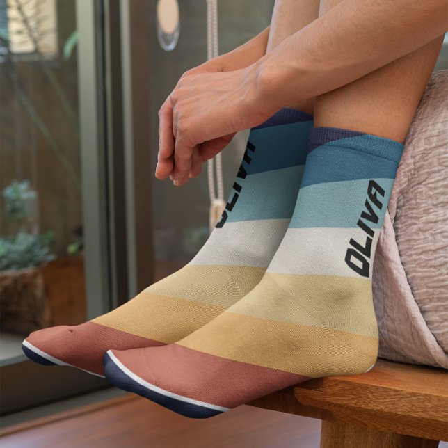 Retro 80s Stripes Personalised Socks (Creator Uploaded)