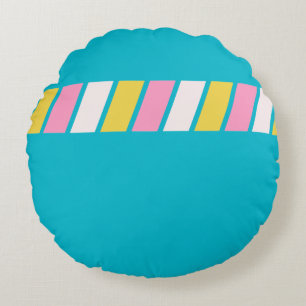 Retro 80s Stripes Round Cushion