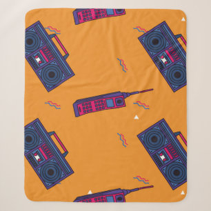 Retro 80s style background, colourful. sherpa blanket