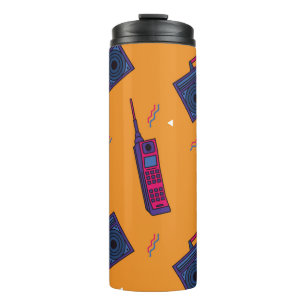 Retro 80s style background, colourful. thermal tumbler