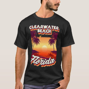 Retro 80's Style Clearwater Beach Palm Tree Surf T-Shirt