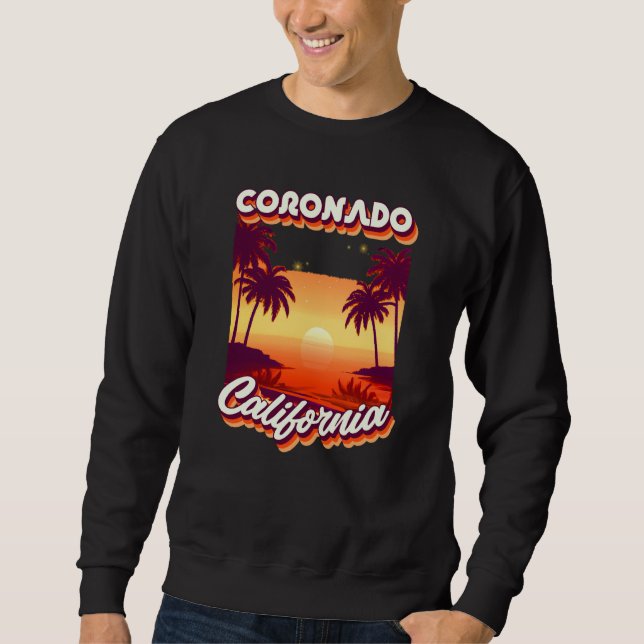 Retro 80's Style Coronado Palm Tree California Sur Sweatshirt (Front)
