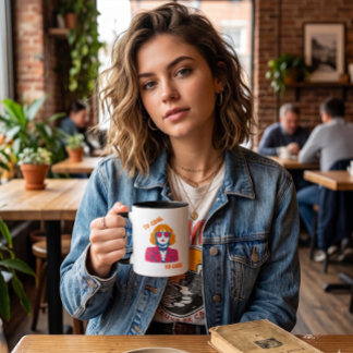 Retro 80s Synthwave Girl "Too Cool To Care"  Coffee Mug