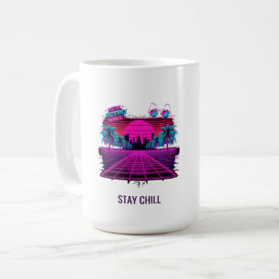 Retro 80s Synthwave Vaporwave Neon Grid Landscape Coffee Mug