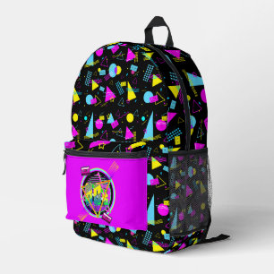 RETRO 80s TAPE COLORFUL SHAPES Printed Backpack