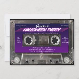 Retro 80s Themed Cassette Mixtape Halloween Party Invitation