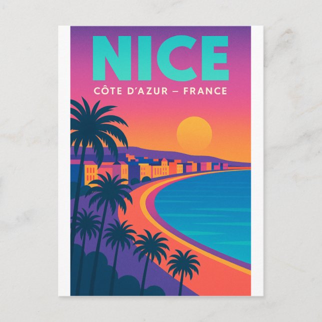 Retro 80s Travel - Nice  French Riviera Postcard (Front)