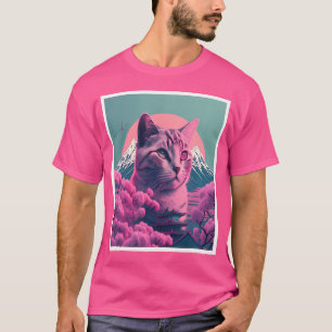 Retro 80S Vaporwave Psychedelic Punk House Cat Sit T-Shirt
