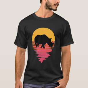 Retro 80s Vaporwave Tropical Rhino T-Shirt