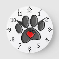 Retro 80s Video Game 8 Bit Pixel Art Dog Paw Print