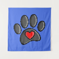 Retro 80s Video Game 8 Bit Pixel Art Dog Paw Print