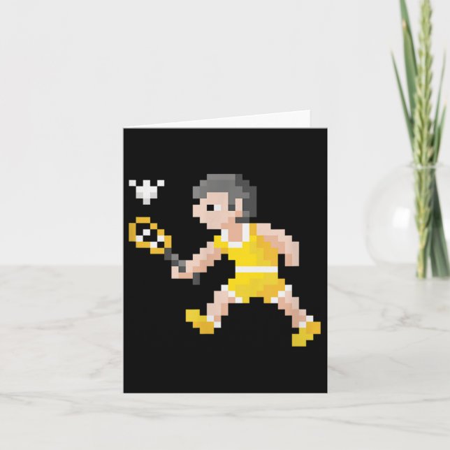 Retro 80s Video Game Pixel Art Badminton Player  Card (Front)