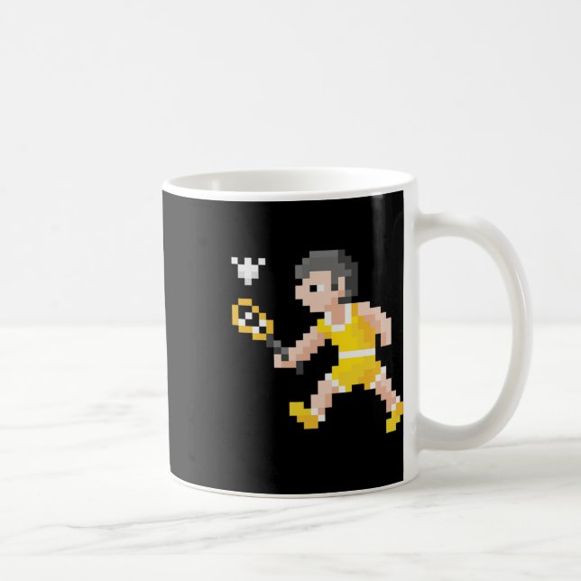 Retro 80s Video Game Pixel Art Badminton Player  Coffee Mug (Right)