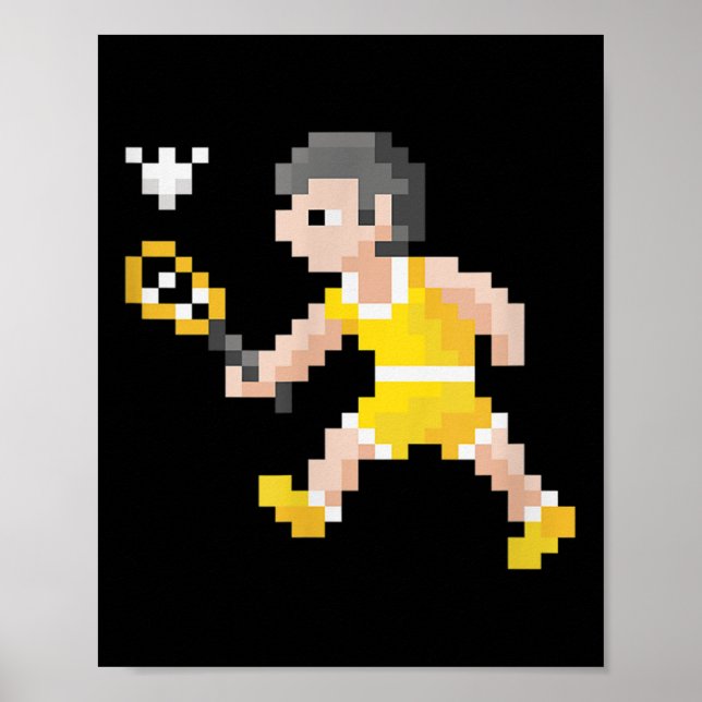 Retro 80s Video Game Pixel Art Badminton Player  Poster (Front)