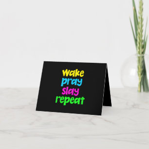 Retro 80's Vintage Neon Sign Wake Pray Slay Repeat Invitation