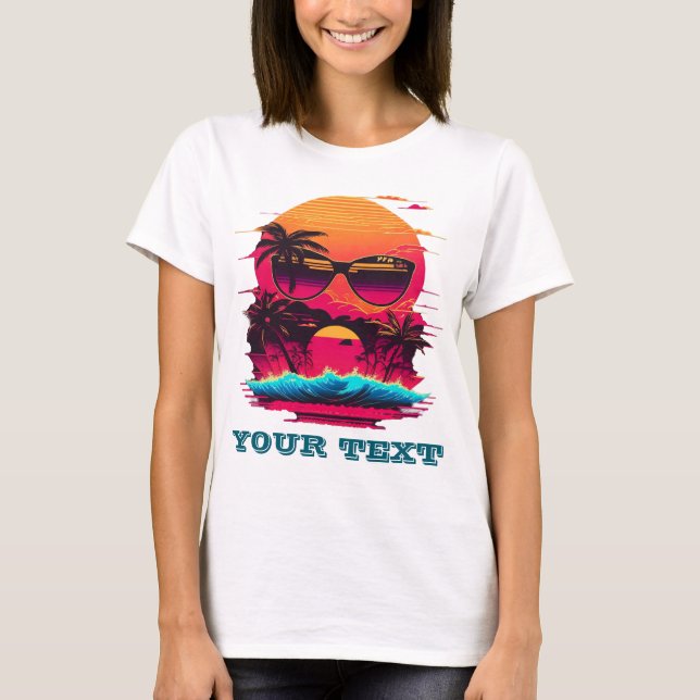 retro 80s vintage palm tree caribbean T-Shirt (Front)