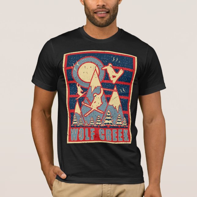 Retro 80s Wolf Creek Ski  T-Shirt (Front)