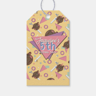 Retro 80's Yellow Baby Hippo Birthday Gift Tags